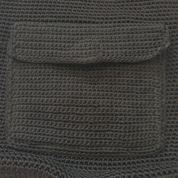 THE SAK Black Crochet Long Crossbody Strap Shoulder Zip Purse Goth Boho Festival - Picture 3 of 5